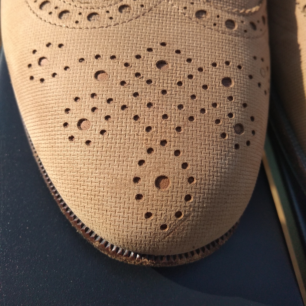 Men's L & M Shoes, Tan Leather Brogues, Wingtip, Size 8.5, Made in Italy - Picture 14 of 16